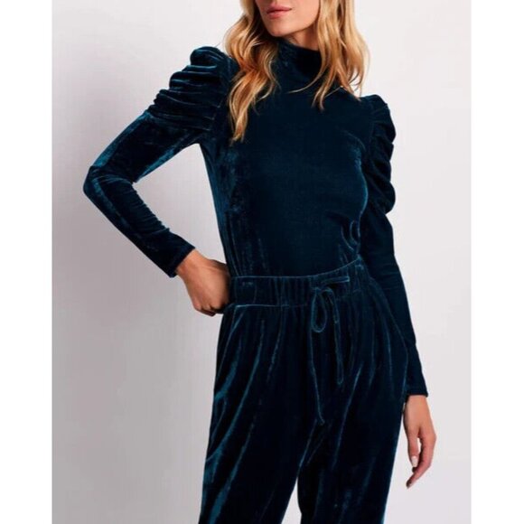 PatBo Azure Blue Luxe Velvet Jogger Pants, Size L, NWT! $425 - Picture 2 of 7